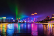 北塔区资江风光带夜游航线开通，两岸光影秀点亮城市夜景